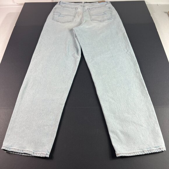 American Eagle Jean Women 32x31* Highest Rise Baggy Straight Blue Denim Tag 10 R - Picture 10 of 16